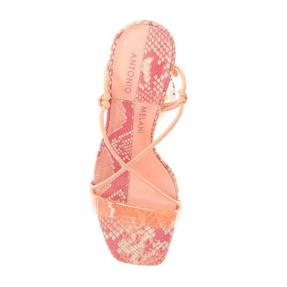 NWT! Antonio Melani Barden Lace-Up Dress Sandals - Citrus Peach - Picture 5 of 5